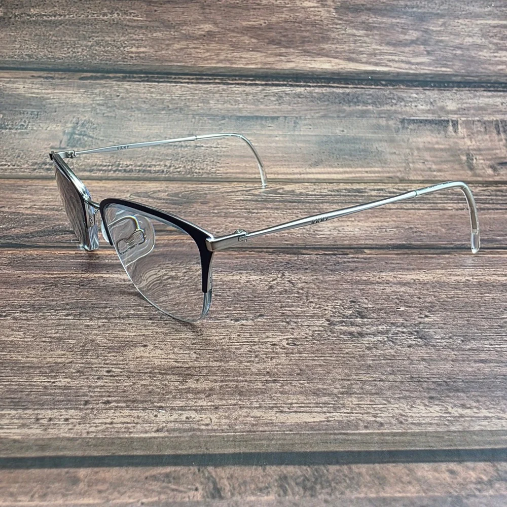 DKNY DK1013 415 Navy Silver Semi Rimless Cat Eye Eyeglass 51 19 135 FRAMES ONLY